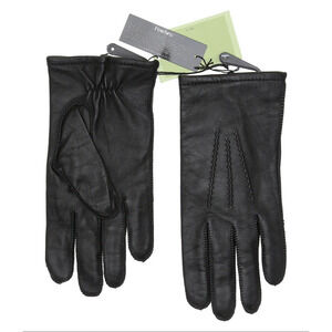 Fownes Men Genuine Leather Cashmere Blend Lined Gloves Black Size S